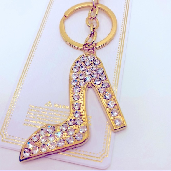 Key Chain Purse Charm Stilletto Crystals set in Golden tone. VERY BRILLI… - Picture 2 of 6